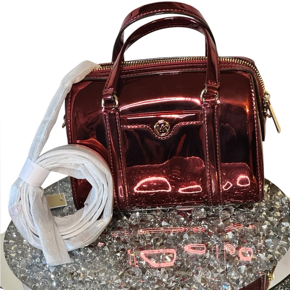 NWT Michael Kors Jet Set Small Metallic Convertible Crossbody Duffle Bag